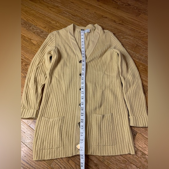 VTG Trimingham’s Bermuda Scottish Cashmere Cardigan Ribbed Tan/Yellow/Beige M - Picture 5 of 7